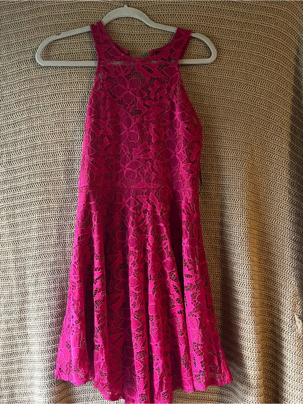 Material Girl Hot Pink Lace Mini Dress